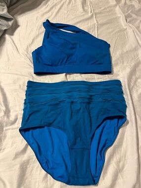 One-Shoulder Blue Women's Swim Set from Kiava